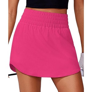 Pinspark Golf Skirts for Women High Elastic Waisted Athletic Skort 2 Pockets Curved Hem Tennis Skirt for Pickleball Workout - 1 of 4