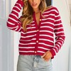 Womens Cardigan Sweaters Front Button Stripes Cardigan At Waist Long Sleeve Casual Sweater Jackets Soft Open Front Cardigan - 4 of 4