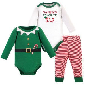 Little Treasure Baby Boy Cotton Bodysuit and Pant Set, Elf - 1 of 1