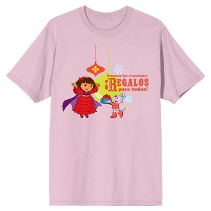 Dora The Explorer Animated Presents For Everyone Regalos Para Todos Crew Neck Short Sleeve Cradle Pink Adult T-shirt - 1 of 2