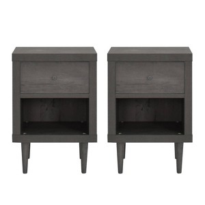 Christopher Knight Home Set of 2 Nystrom Faux Wood Single Drawer Nightstands - 1 of 4