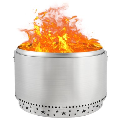 32 Inch Smokeless Fire Pit, 304 Stainless Steel Wood Burning Fireplaces Portable Safe Burning Firepit for Outside Patio Camping