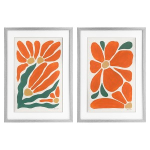 Stupell Industries Midcentury Flower Abstracts 2pc Framed Print Under Glass Set - 1 of 4