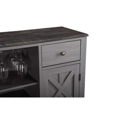 Festivo Modern Gray Wood 47" Bar Cabinet with Brushed Nickel Knobs