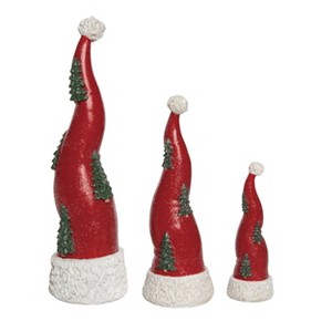Transpac 12 in Red Christmas Santa Hat Decor Set of 3 Decorative Resin Sculptures for Holiday Home Decor - 1 of 2