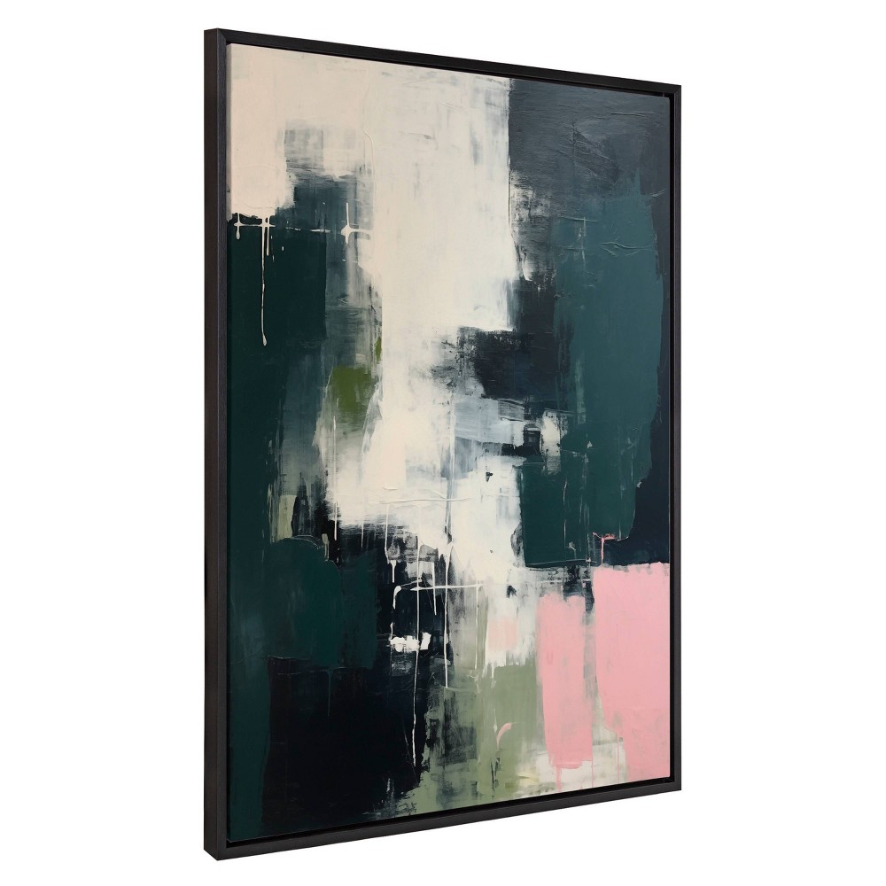 Photos - Other Decoration Kate & Laurel All Things Decor 31.5"x41.5" Sylvie Emerald Blush Framed Canvas by Amy Lighthall Black