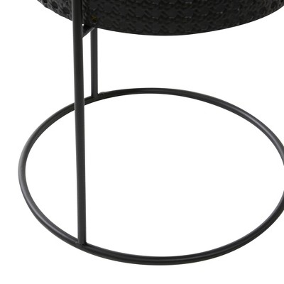 Set of 3 Black Metal Perforated Cylinder Floor Planters