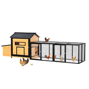 Gulches Black Gold Wooden Chicken Coop Outdoor Hen House with Nesting Box Pull-Out Tray Asphalt Roof Free-Range Doors 1 Piece 118 Inch - 1 of 4