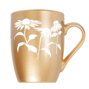 Elanze Designs Botanical Floral Flower Coffee Cup Mug 10 Ounce Ceramic With Shimmery Metallic Finish Elegant Minimalist Coneflower Silhouette Vegas - 1 of 4