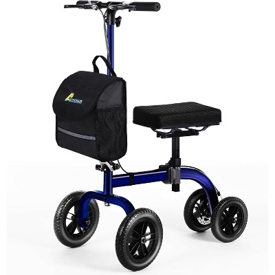 Lycvki Adjustable All Terrain Knee Rollator Walker for Broken Leg Ankle Injuries with 10" Big Wheels, Dual Brakes