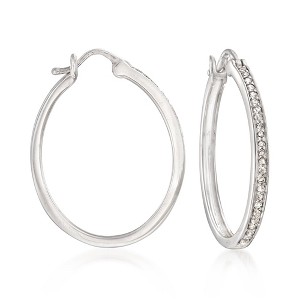 Ross-Simons 0.25 ct. t.w. Diamond Hoop Earrings in Sterling Silver - 1 of 3