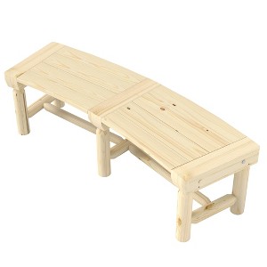 Wooden Garden Bench, Semicircular Round Outdoor Tree Bench, Wrap Around Park Bench for Yard, Patio, Deck, Lawn - 1 of 4