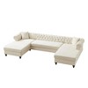 135.5" U-Shaped Sectional Sofas Modern Chenille 3-Piece Sofa ¨C Two Chaise Lounges, Two Pillows, Wooden Legs for Living Room, Bedroom & Lounge - 4 of 4