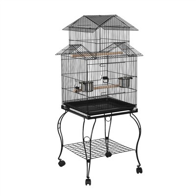 Yaheetech Metal Bird Cagetriple Roof Rolling Parrot Cage Black : Target