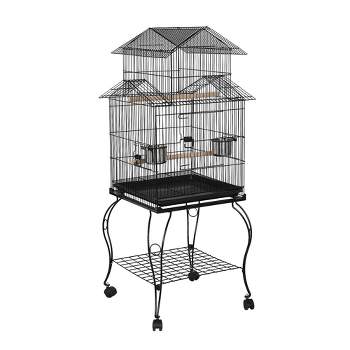 Yaheetech 60.5'' H Extra-Large Iron Parrot Cage w/ Stand,Black