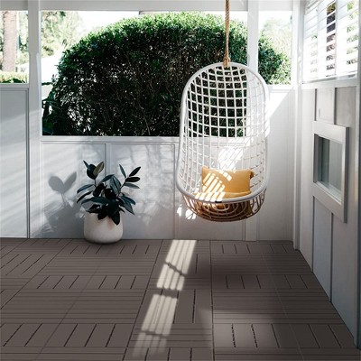 Patio Flooring, 12"x12" Deck Tiles With Open Drainage System, Low Maintenance Square Flooring Tiles, Interlocking Decking Tiles