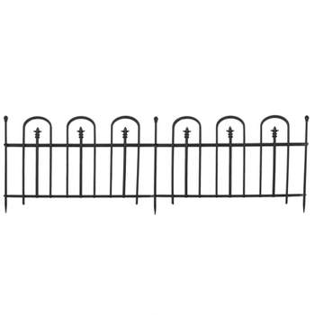 Sunnydaze Outdoor Lawn and Garden Metal Strasbourg Style Decorative Border Fence Panel and Posts Set - 6' - Black - 2pc