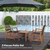 Tangkula 3 PCS Solid Acacia Wood Patio Set All-Weather Rope Woven Chair Garden Poolside - 3 of 4