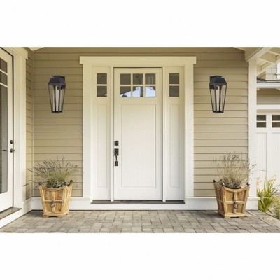 Matte Black LED Outdoor Wall Lantern with Clear Seeded Glass