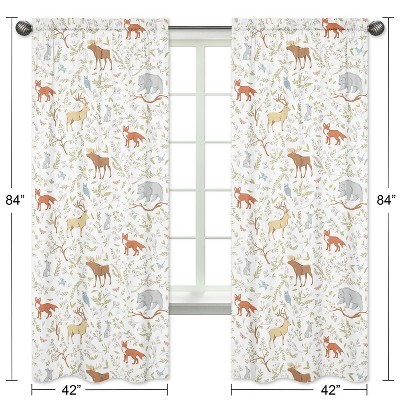 Blue and White Woodland Animal Cotton Sheer Window Panels