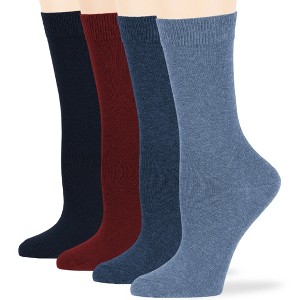 Women Cotton Solid Dress Socks - 4 Pack - Black, Brown, Blue, Grey, Beige  Khaki Shoe Size 5-9 M, 8-12 L | 7BIGSTARS KINGDOM - 1 of 4