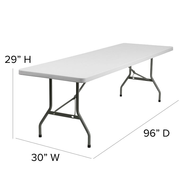 Emma and Oliver 8-Foot Granite White Plastic Folding Table - Banquet / Event Folding Table, 3 of 6