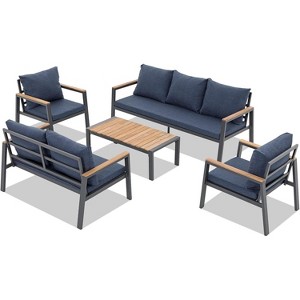 SUGOLD Aluminum Patio Furniture Set 5 Pieces Outdoor Conversation Set with Coffee Table & Cushions, Outdoor Patio Furniture Sectional U-Shaped Patio - 1 of 1