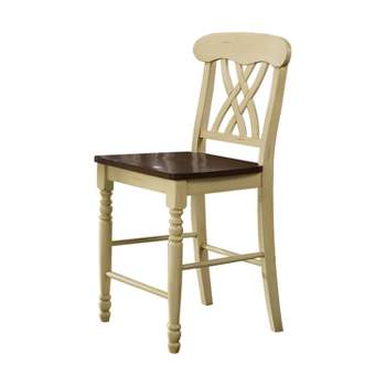 Set of 2 Dylan Counter Height Dining Chair Wood/Buttermilk/Oak - Acme Furniture