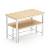Gulches 43.3" Bar Dining Table Set with 2 Benches, Industrial Style Natural & White Particle Board & Steel, Seats 4 for Kitchen/Living Room/Party Room - 4 of 4