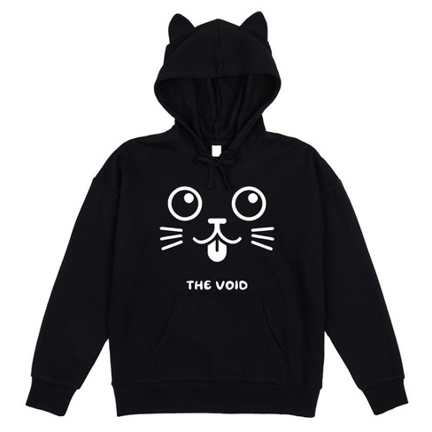 The Void Big Cat Face Adult Black Long Sleeve Cosplay Hoodie With 3d Ears Target