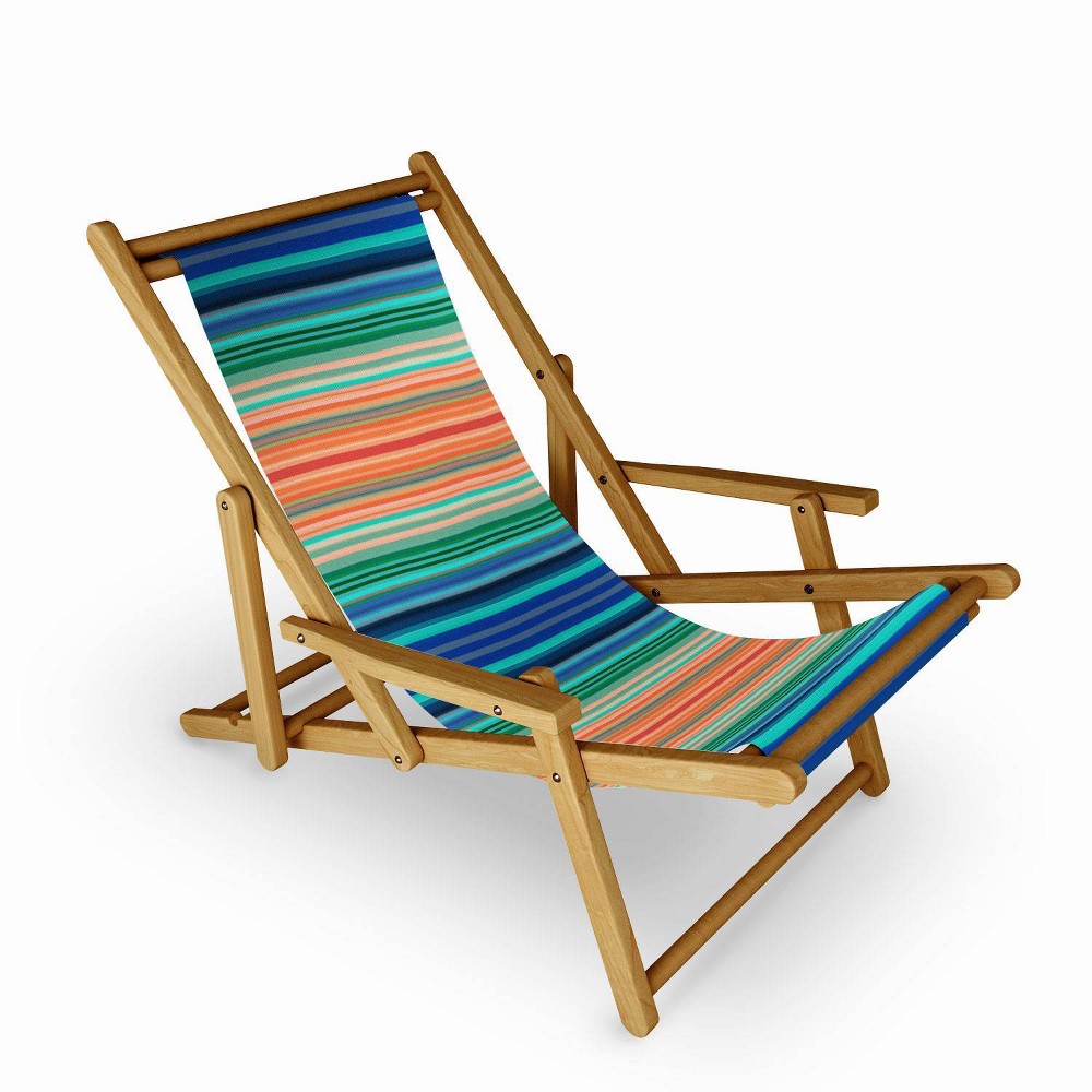 Photos - Garden Furniture Sheila Wenzel-Ganny Bold Stripes Sling Chair - Blue/Orange - Deny Designs: