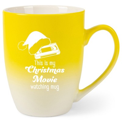 Elanze Designs This Is My Christmas Movie Watching Mug Two Toned Ombre Matte Yellow and White 12 ounce Ceramic Stoneware Coffee Cup Mug