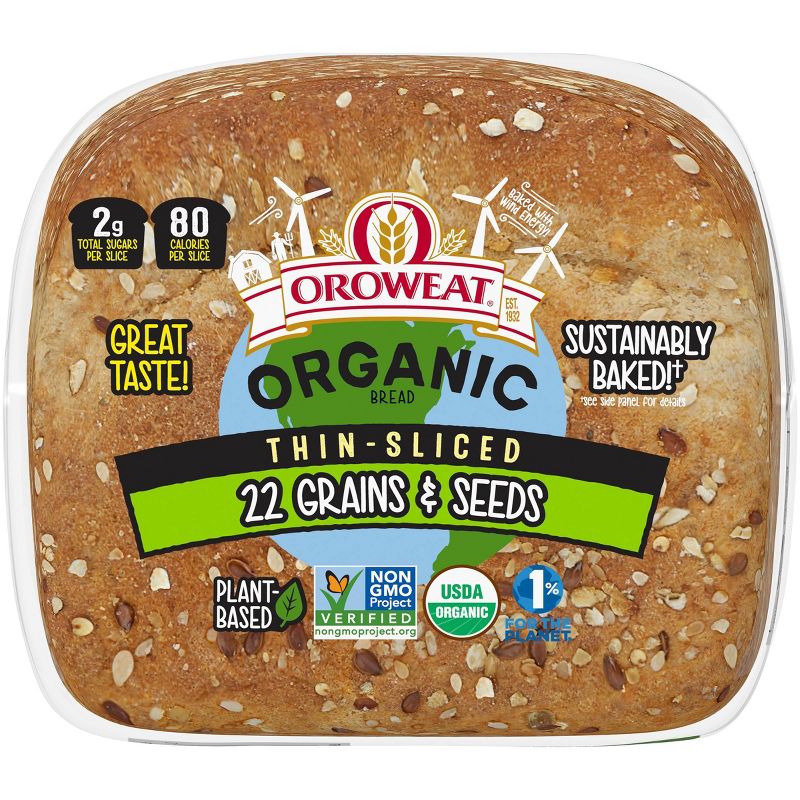 Oroweat Organic Thin Sliced 22 Grains &#38; Seeds - 20oz, 6 of 13
