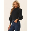 Allegra K Women's Mock Neck Puff Sleeve Long Sleeves T Shirts Tops Bodysuits - 3 of 4