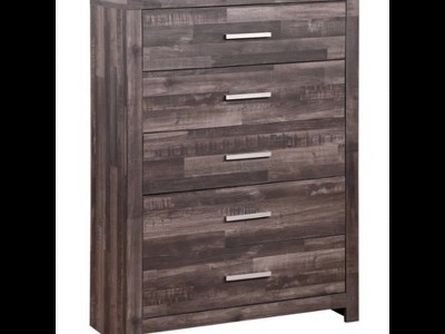 Juniper Dark Cherry 5-Drawer Wooden Chest with Metal Handles