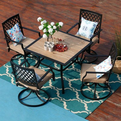 5pc Outdoor Swivel Chairs & Square Table - Captiva Designs