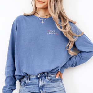 Simply Sage Market Embroidered Maui Hawaii Stars Garment Dyed Long Sleeve - 1 of 4