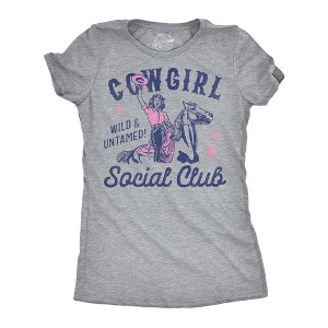 Womens Funny T Shirts Cowgirl Social Club Sarcastic Western Graphic Novelty Tee For Ladies - Crazy Dog Women's T Shirt for Animal Lovers - 1 of 4