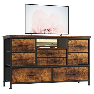 8-Drawer TV Stand for 55" TVs - Media Console with Adjustable Lights & Wood Top, Long Dresser for Bedroom & Living Room Storage - 1 of 4