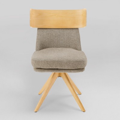 Art Leon Linen Fabric Swivel Armless Home Office Chair with Solid Oak Wood Legs