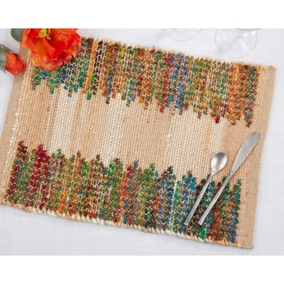 Rainbow Rhythm Multicolor Jute and Cotton Placemats, Set of 4