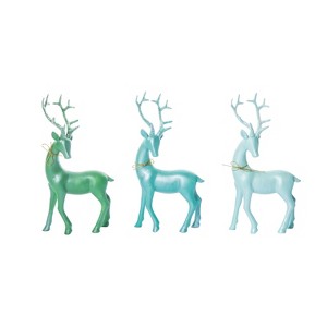 Transpac Small Resin Cool Metallic Reindeer Decor Set of 3 Christmas Home Decorations - 1 of 1