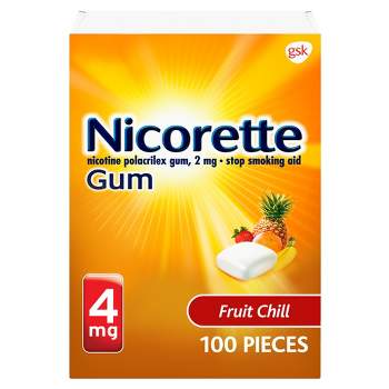 Nicorette 4mg Stop Smoking Aid Nicotine Gum - Fruit Chill - 100ct