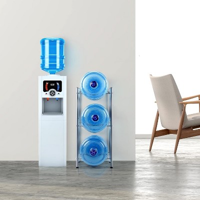 DOMETOUR Water Jug Rack for 5 Gallon, Heavy Duty Jug Bottle Holder, 3-Tier Stackable Water Dispenser Stand for Kitchen Living Room Room Office