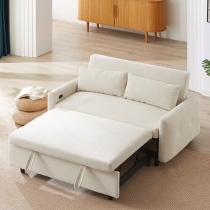 2 Seat Convertible Couch With 2 Throw Pillows And USB Ports,Corduroy Sofa Bed Couch,Loveseat Sofa,Furniture Living Room Couch Sofa-Maison Boucle - 1 of 4