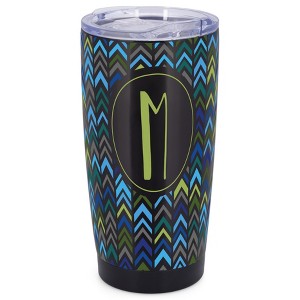 Elanze Designs M Monogram Herringbone Arrows Wrap-Around Design 20 Ounce Stainless Steel On-The-Go Coffee Mug, Thermal Travel Tumbler with Leak - 1 of 4