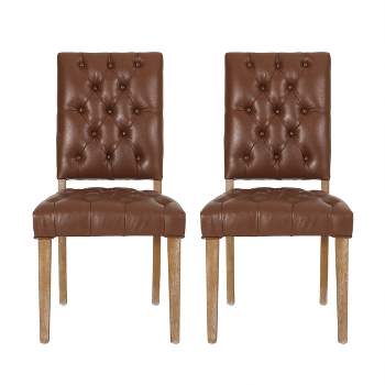 2pk Kessler Contemporary Tufted Dining Chairs Cognac Brown/Natural - Christopher Knight Home