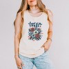 Simply Sage Market Distressed Land Of The Free Flowers Garment Dyed Tank - 2 of 3