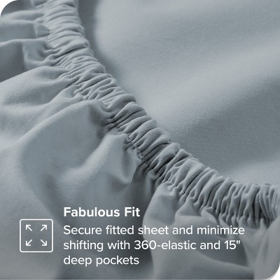 Dusty Blue Organic Cotton Percale Queen Fitted Sheet Set