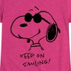 Girls' - Peanuts - Cool Joe Keep On Smiling Fitted Short Sleeve Graphic T-Shirt - 2 of 4